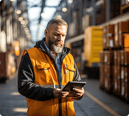 trucker viewing invoice