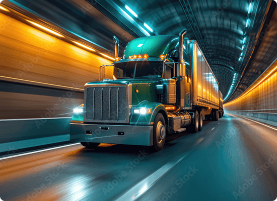 truck driving through tunnel