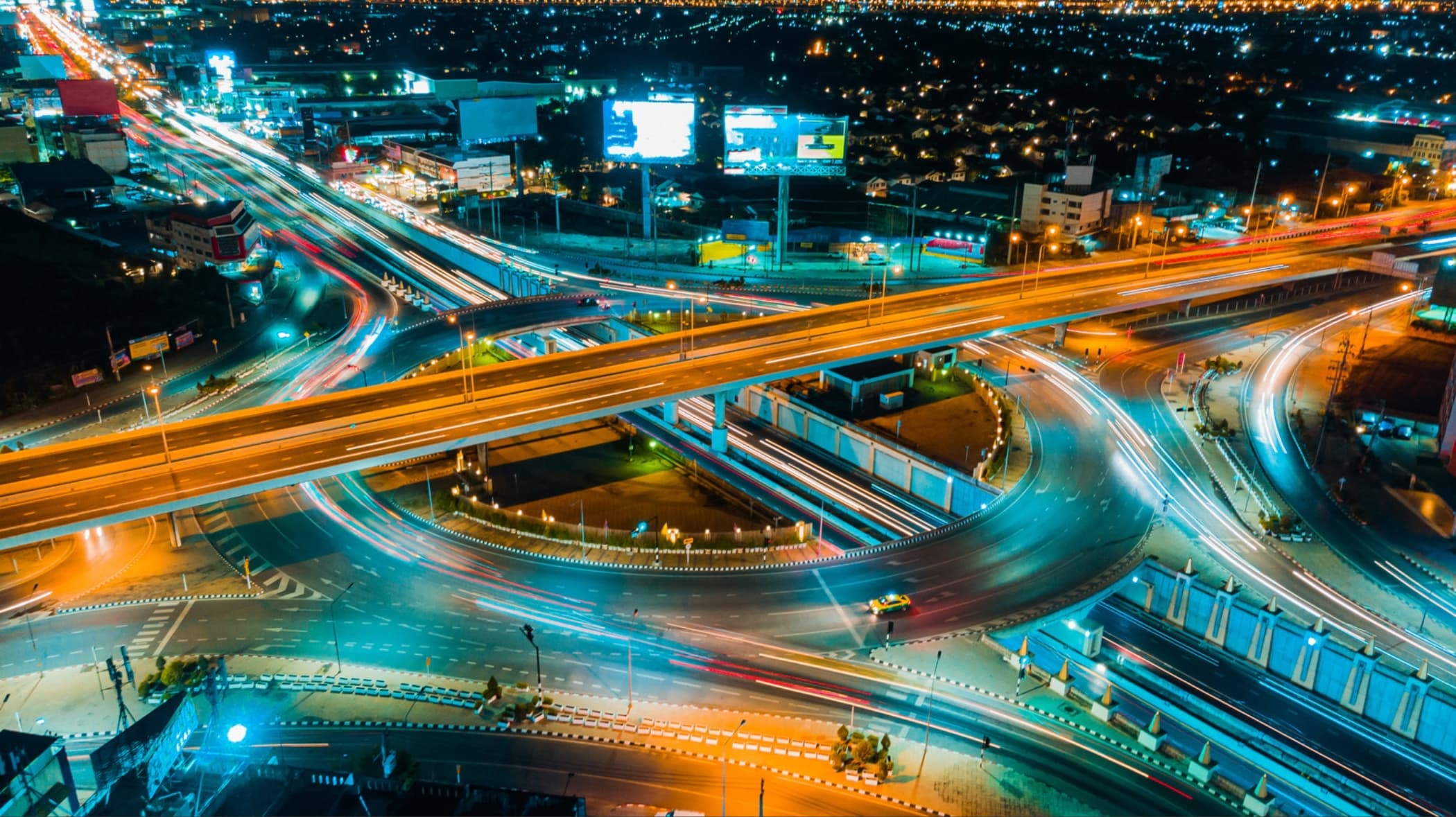 Expressway top view, Road traffic an important infrastructure